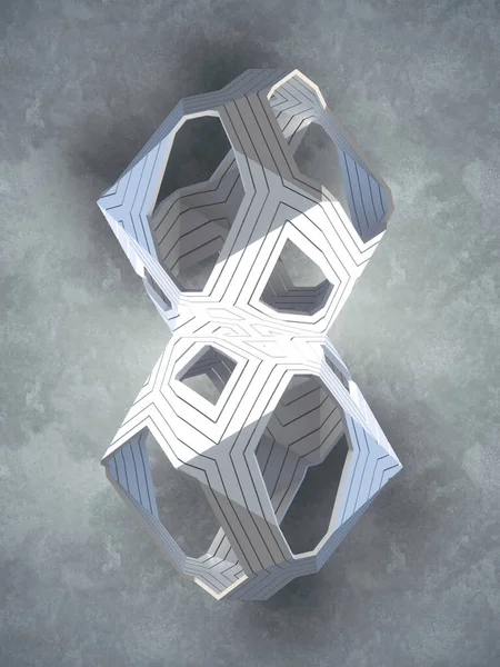 White Geometric Figure Shadow Gray Grungy Wall Abstract Geometric Background — Zdjęcie stockowe