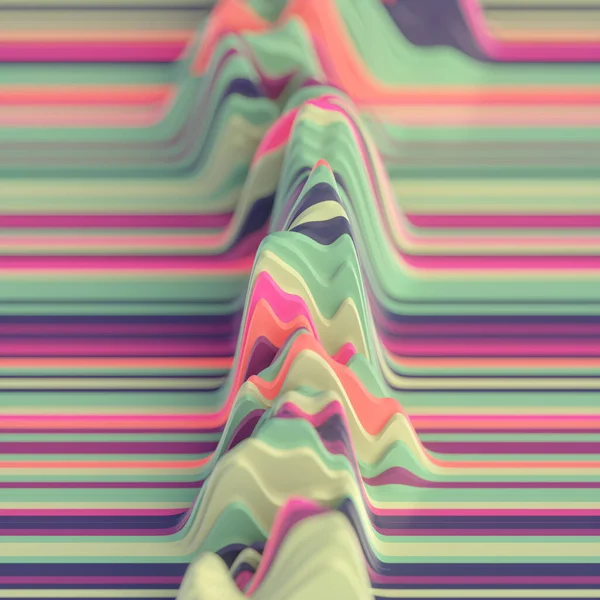색깔의 웨이브 줄무늬 추상적 매크로 장식용으로 현대의 디자인 렌더링 디지털 — 스톡 사진