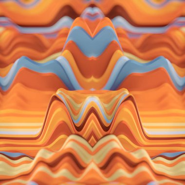 Renkli dalgalı çizgilerin sihirli bileşimi. Tarzlı makro fotoğrafçılık. Soyut arkaplan. Modern moda tasarımı. 3d dijital resimleme