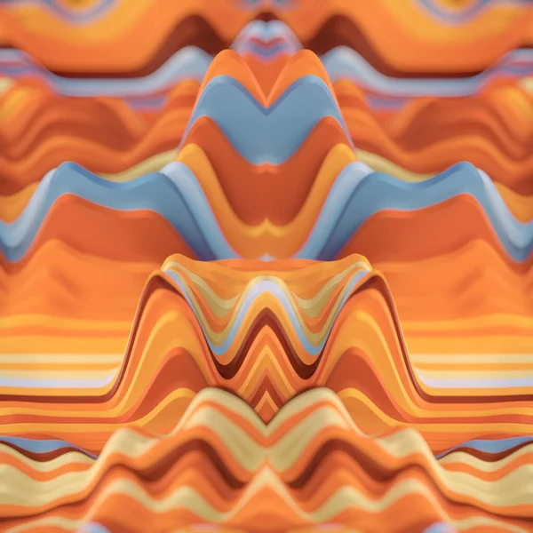カラフルな波状縞の魔法の組成 様式化されたマクロ写真 抽象的な背景 モダンな流行のデザイン 3Dレンダリングデジタルイラスト — ストック写真
