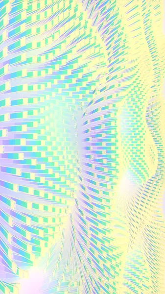 単純なネオン色の長方形のフォームとフィールド効果の深さの波場 カバーデザインのアブストラクトパターン 現代的なミニマルスタイル 幾何学的背景 3Dレンダリングデジタルイラスト — ストック写真