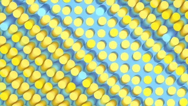 Pattern Moving Waves Chaotically Flashing Cylinders Trendy Blue Yellow Gradient — Vídeos de Stock