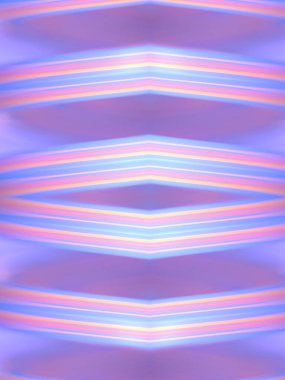 Neon çizgili soyut şekil ve alan etkisinin derinliği. Renkli moda reklamlar. Modern optik illüzyon sembolleri. 3d dijital resimleme