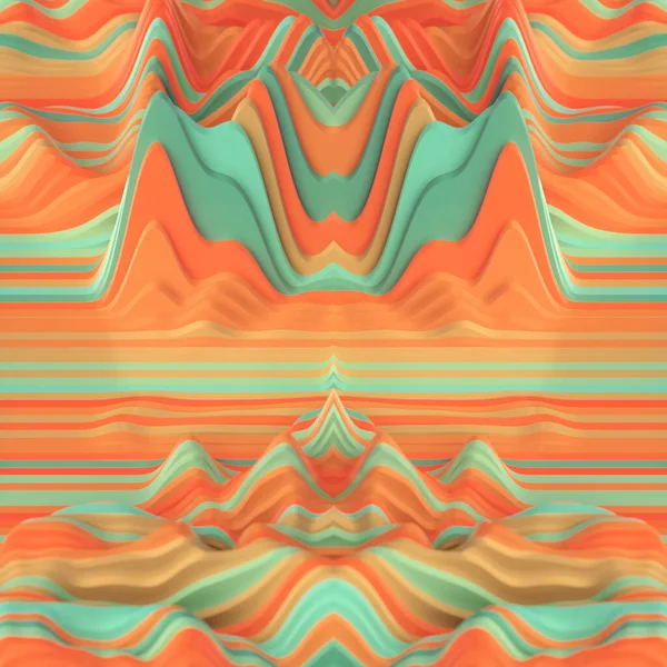 Plastic Multicolored Distorted Stripes Stylized Rendering Digital Illustration Beautiful Cover — ストック写真