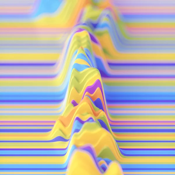 Abstract Landscape Colorful Wavy Stripes Stylized Rendering Digital Illustration Depth — ストック写真