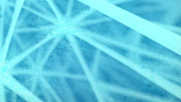 Chaotic Geometric Pattern Moving Blue Colored Lines View Dirty Glass — Stockvideo