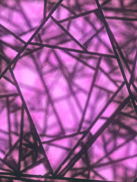 Pink volumetric light shines through a geometric structure. View through dirty glass. Art pattern decoration element background. 3d rendering digital illustration