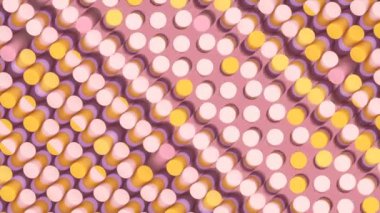 Digital background seamless loop wave animation of many cylinders with a trendy gradient. Contemporary abstract pattern. Creative concept design. Contemporary art. 3d rendering. HD resolution