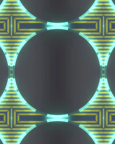 Kaleidoscopic Pattern Luminous Spinning Rings Modern Geometric Shape Design Abstract — Stockfoto