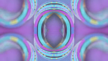 Psychedelic pattern from a group of curved shapes in neon color. Art pattern decoration element background. Abstract cover design. Digital seamless loop animation. 3d rendering. HD resolution