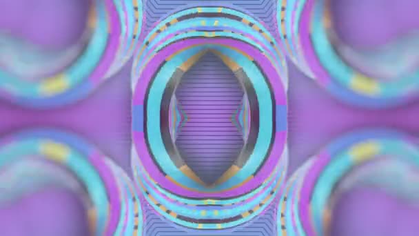 Psychedelic Pattern Group Curved Shapes Neon Color Art Pattern Decoration — Stockvideo