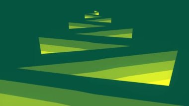 Endlessly moving green zigzag pattern, with a striped texture. Modern creative design. Abstract background. Digital seamless loop animation. 3d rendering. 4K, Ultra HD resolution