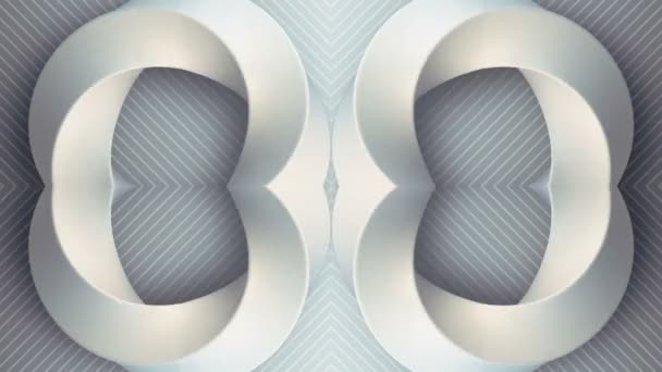 Digital Seamless Loop Animation Curved Twisted White Shapes Symbolizing Endless — Video Stock