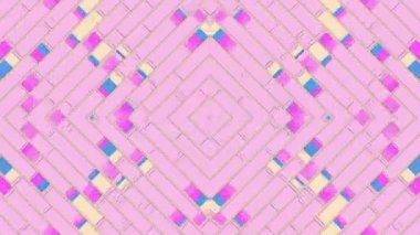 Kaleidoscopic pattern of wavy motion rectangular stripes with trendy gradient. Motion graphic design. Modern background. Geometric art. Digital seamless loop animation. 3d rendering 4K