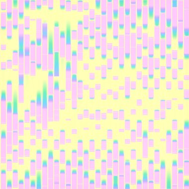 Neon renkli gradyan ve dikdörtgen çizgilerin dalgalı deseni. Ortogonal projeksiyon. Modern tasarım. 3d dijital resimleme