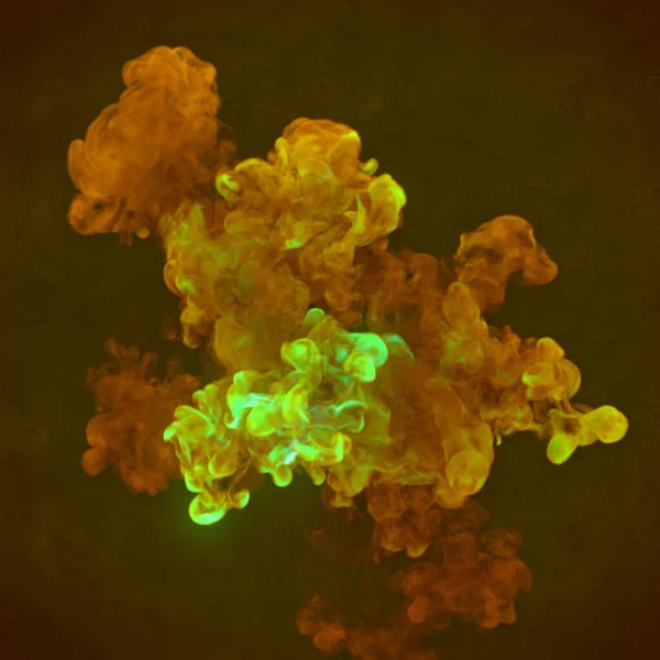 Explosion Med Färgad Kemisk Rök Lysande Effekt Abstrakt Rendering Digital — Stockfoto