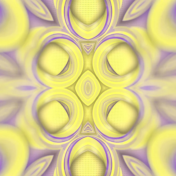 黄色と紫色の縞模様を持つ曲線の形のパターン 明るい抽象的な背景 最小限の創造的なデザイン 3Dレンダリングデジタルイラスト — ストック写真