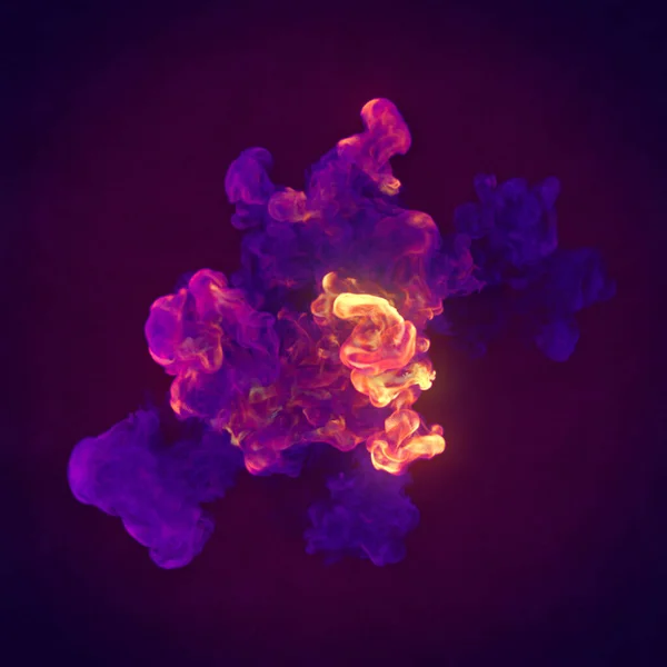Abstrakti Kemiallinen Räjähdys Jossa Monivärinen Savu Sekoittuu Tummalla Pohjalla Digitaalinen — kuvapankkivalokuva
