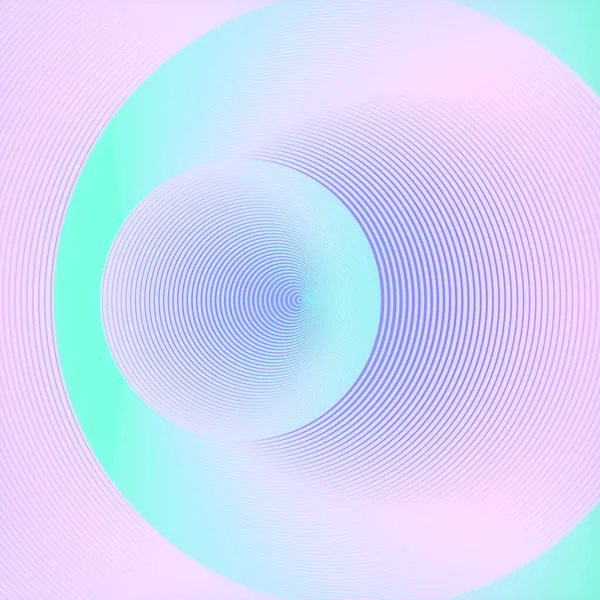 円形の三次元形状を表す青の背景に線のネオン色のパターン デザイン要素 3Dレンダリングデジタルイラスト — ストック写真