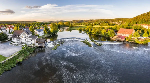 Barrage Och Avvinge Floden Regen Markt Regenstauf Övre Pfalz Tyskland — Stockfoto