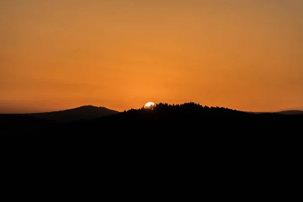 Close Sun Sunset Horizon Mountain Hill Landscape Foreground Germany — Stock Photo, Image