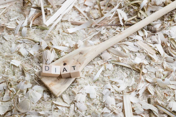 Self Carved Wooden Spoon Cooking Spoon Pan Scraper Word Diat — Stock Photo, Image