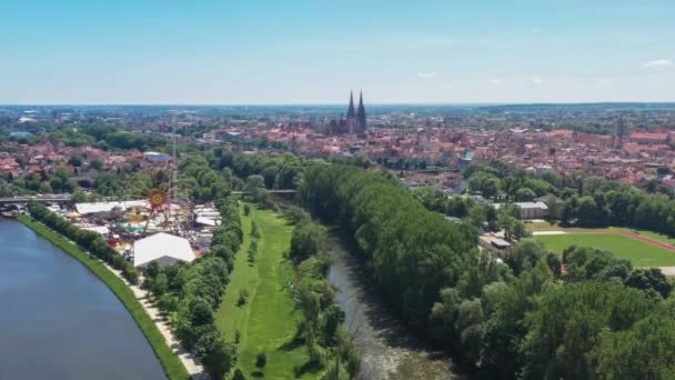 Images Ville Ratisbonne Bavière Avec Vue Sur Festival Folklorique Dult — Video