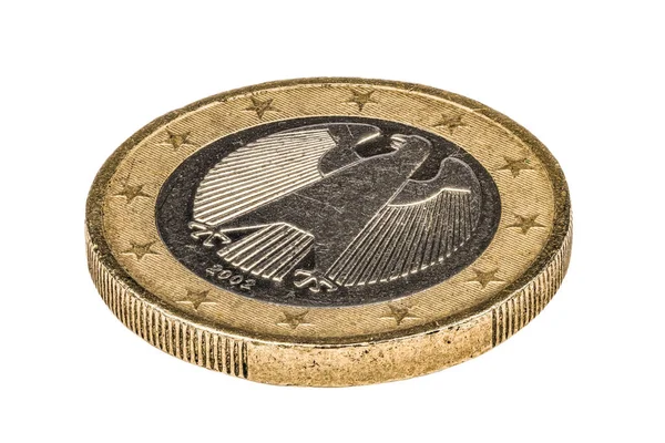 One Euro Coin German Eagle Symbol Macro Image Rich Detail — Stock Photo, Image