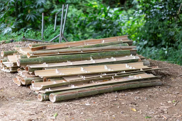 Enfoque Selectivo Bambú Procesado Para Ser Utilizado Como Partes Para — Foto de Stock