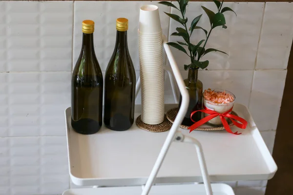 Pilih Fokus Botol Anggur Tua Bentuk Yang Indah Dimasukkan Dalam — Stok Foto