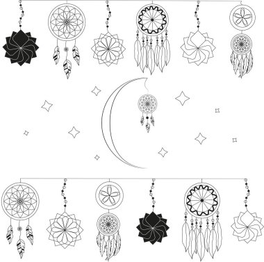 Rüya Avcıları 'nın minimalist tarzda bir dizi vektör simgesi