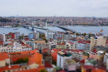 İstanbul şehir manzarası Galata Kulesi 'nden Bosphorus manzaralı