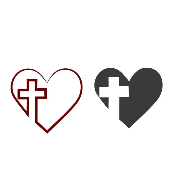 Christian Cross Heart Vector Illustration — Stock Vector