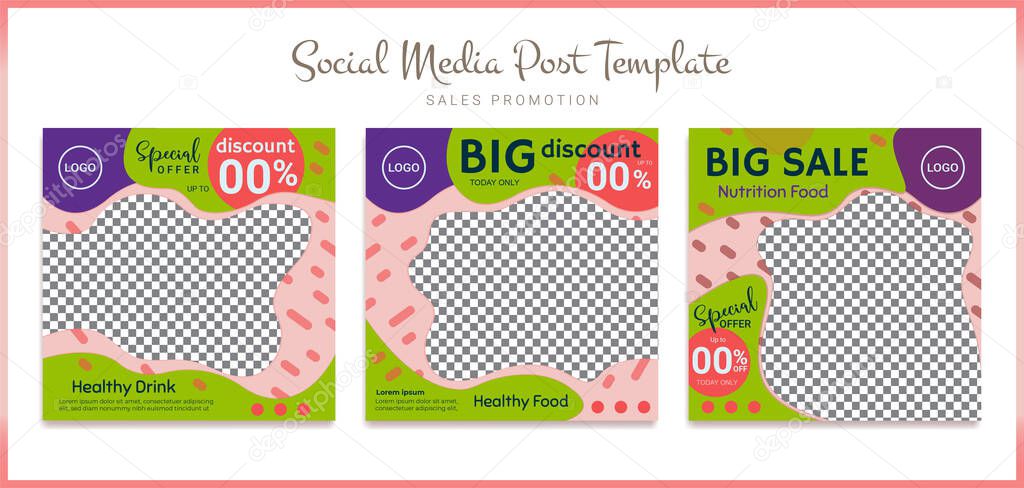 This social media post template is perfect for displaying your product photos to be more attractive and special and contains extraordinary promotional value.  