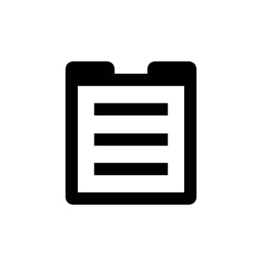 Görevler minimalist siyah düz vektör simgesi. Pano. Metin satırları içerir. Hafifçe yuvarlak kenarlar