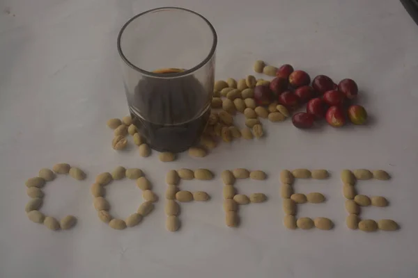 Kahve Çekirdekleri Kahve Içecekleri Lintongnihuta Dan Kahve Tozu — Stok fotoğraf