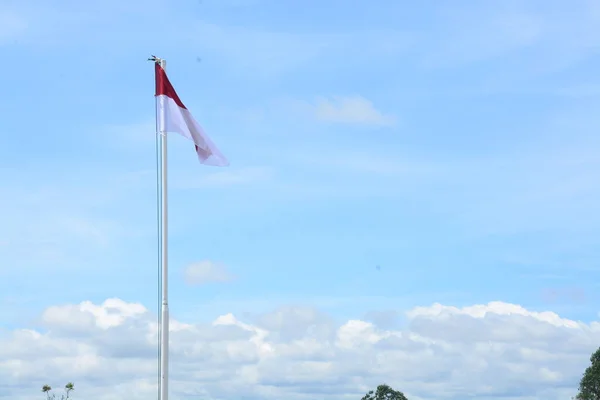 Flag Indonesia Unitary State Republic Indonesia Concept Independence Blue Sky — Zdjęcie stockowe