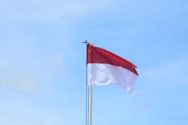 Bendera Indonesia Negara Kesatuan Republik Indonesia Dengan Konsep Kemerdekaan Langit — Stok Foto