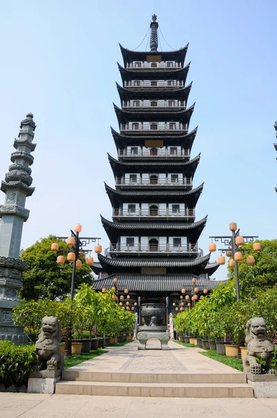 Zhenru Temple Pagoda Shanghai China Día Soleado Brillante —  Fotos de Stock