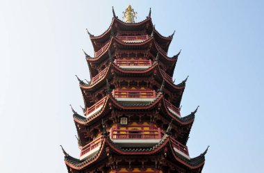 The seven storied, Medicine Buddha Pagoda at the buddhist Jiming Temple in the city of Nanjing located in Jiangsu province China. 