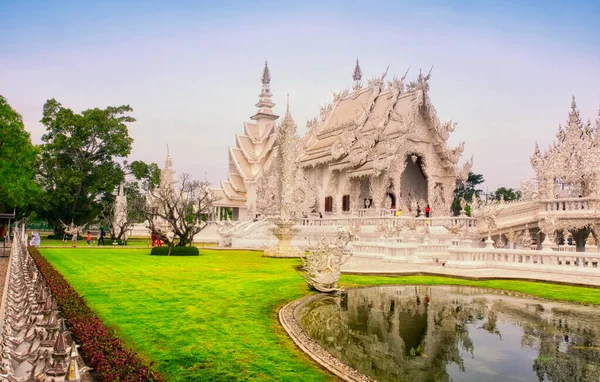 Templo Budista Branco Wat Khun Errado Chiang Rai Norte Tailândia — Fotografia de Stock