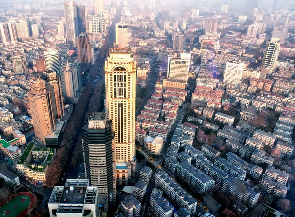 Une Vue Sur Ville Nankin Chine Depuis Sommet Tour Zifeng — Photo