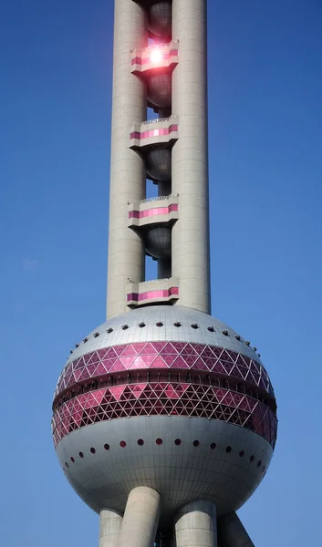 Sol Refleja Uno Los Niveles Torre Perla Lujiazui Shanghai China — Foto de Stock