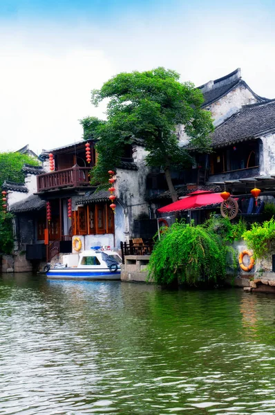 Edifícios Estilo Chinês Torno Dos Canais Água Cidade Xitang Condado — Fotografia de Stock