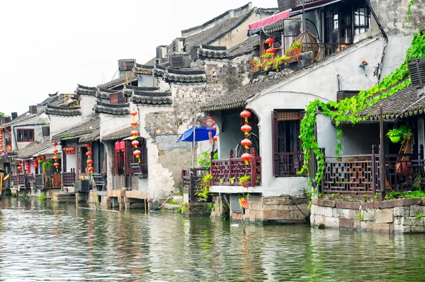 Будівлі Китайського Стилю Оточують Водні Канали Міста Сітанг Окрузі Цзяшань — стокове фото
