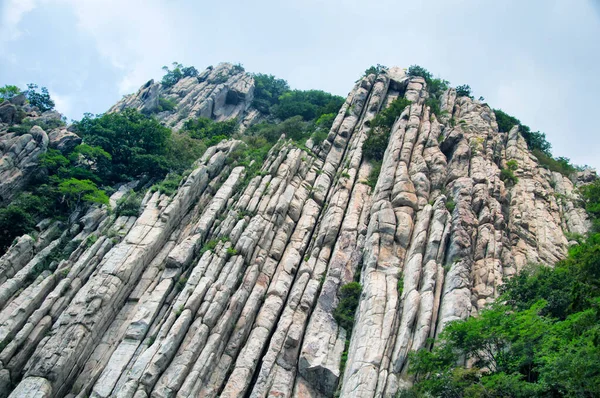 The cliff of books geological formations on the sanhuangzhai plank walkway on Mount Song in Henan Province China.