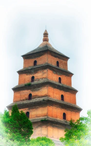 Monje Xuanzang Estatua Dinastía Tang Cerca Gran Pagoda Ganso Salvaje — Foto de Stock