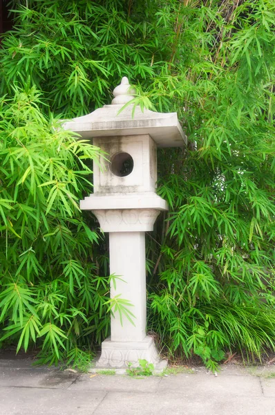 Каменный Китайский Фонарь Спрятанный Среди Бамбуковых Деревьев Храмом Цзиншань Чжэньцзяне — стоковое фото