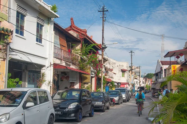 Melaka Malaysia August 2017 Eine Straße Mit Geparkten Autos Jonker — Stockfoto