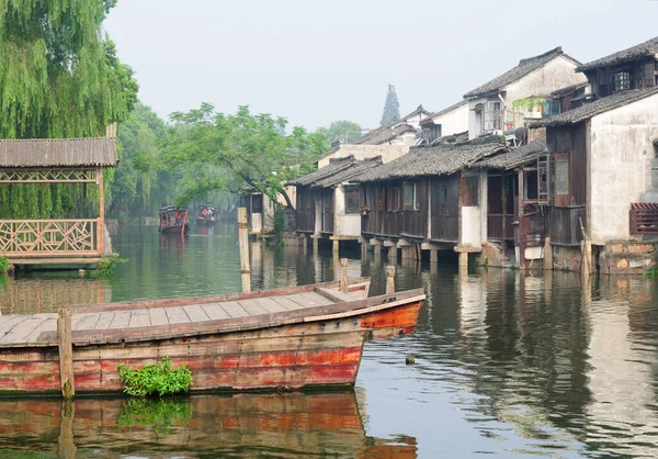 Edifícios Que Revestem Canal Água Tonxiang Wuzhen East Scenic Área — Fotografia de Stock